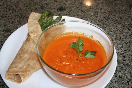 asparagus wrap with creamy tomato soup
